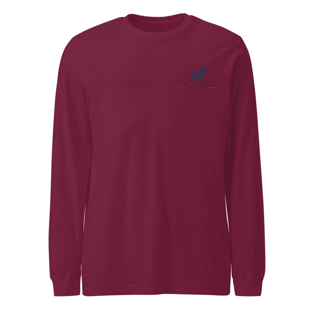 The Orchard Run Long-Sleeve — Maroon (front)