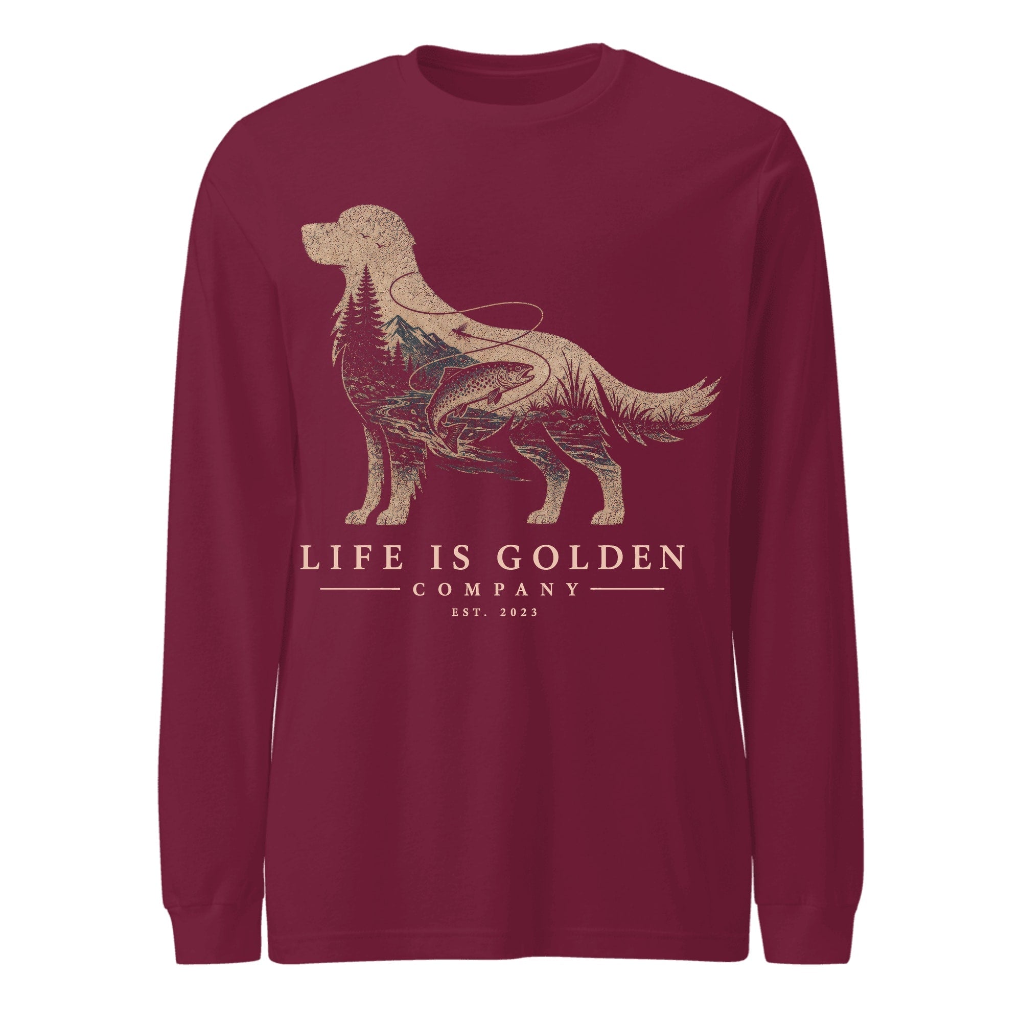 The Riverbend Golden Long-Sleeve — Maroon