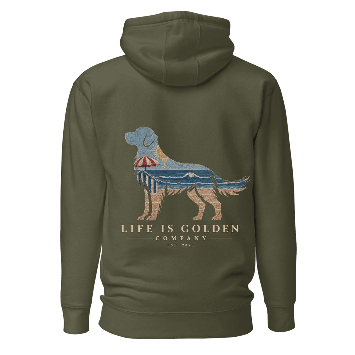 The Beach Day Golden Hoodie — Military Green