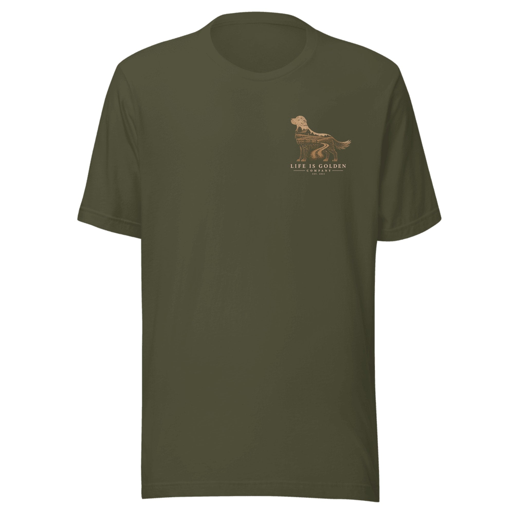 The Homestead Golden Tee — Military Green (front)