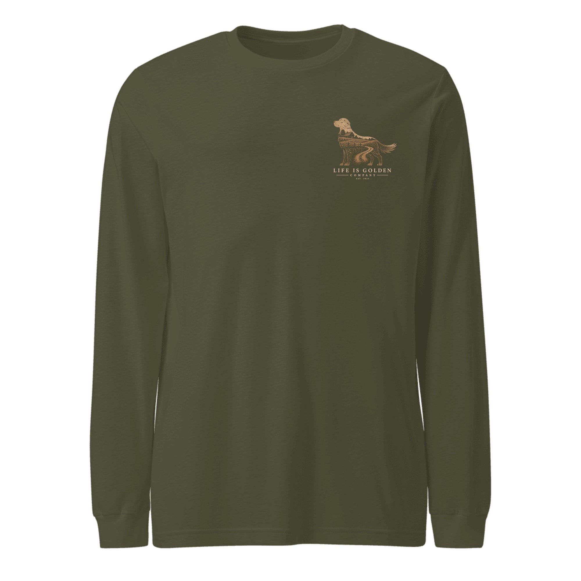 The Homestead Golden Long Sleeve — Military Green (front)