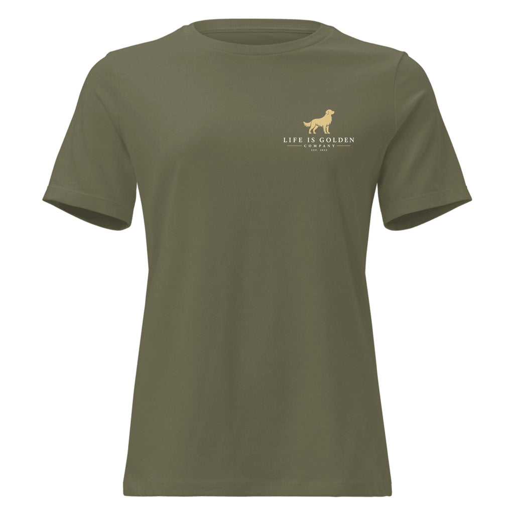 Canoe Camp Women's Relaxed Tee — Military Green (front)