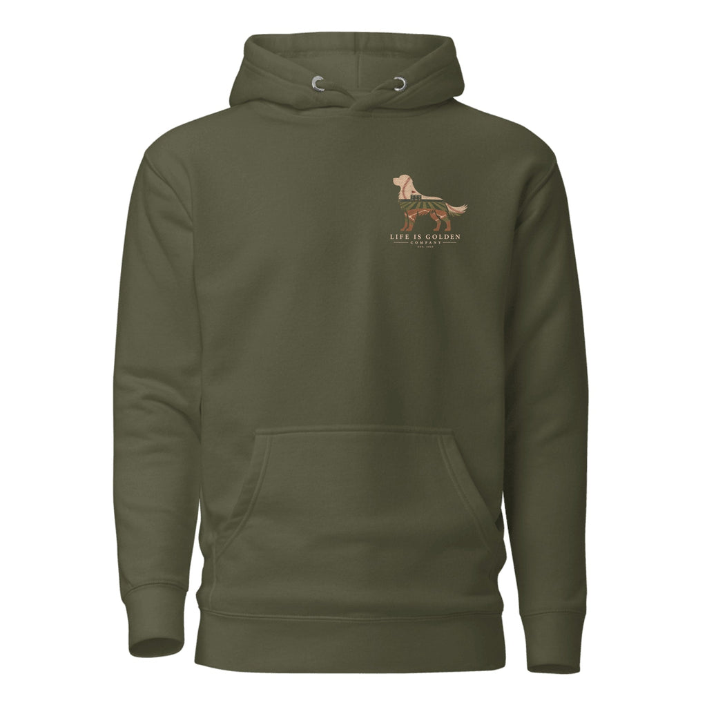 The Home Team Golden Hoodie — Military Green (front)