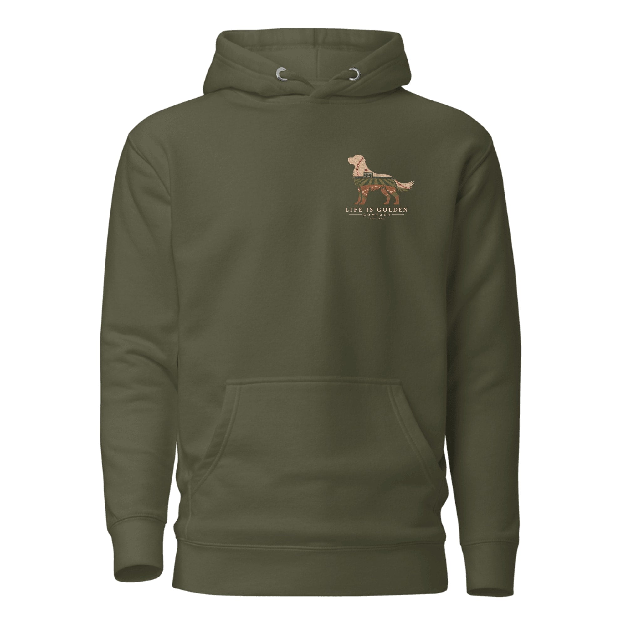 The Home Team Golden Hoodie — Military Green (front)