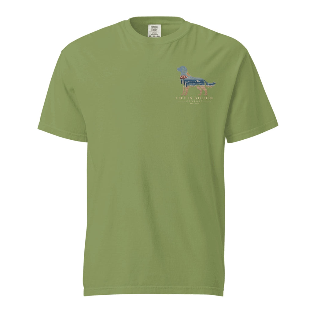 The Beach Day Golden Tee — Heavyweight Tee — Moss (front)