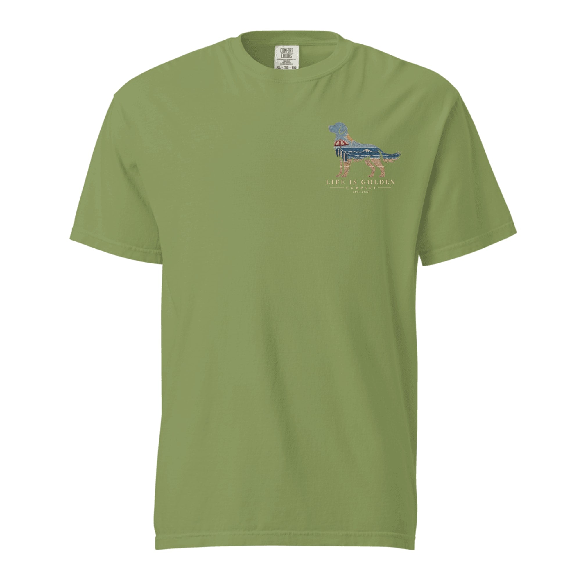The Beach Day Golden Tee — Heavyweight Tee — Moss (front)