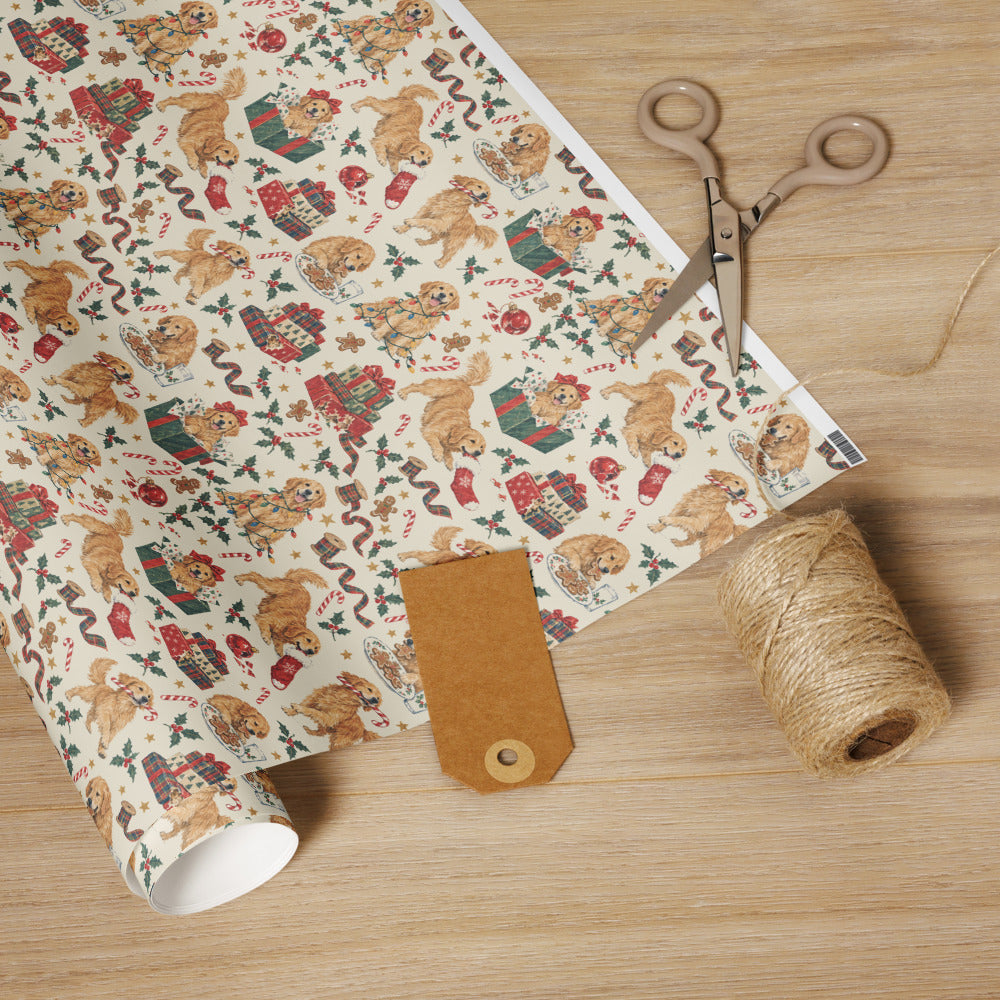 Naughty & Nice Wrapping Paper — the roll with scissors and twine