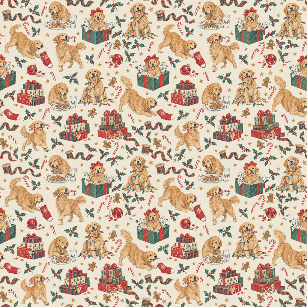 Naughty & Nice Wrapping Paper — the print, a 24 in square