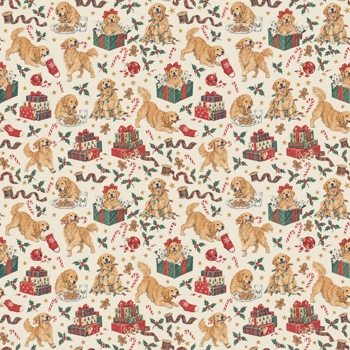 Naughty & Nice Wrapping Paper — the print, a 24 in square