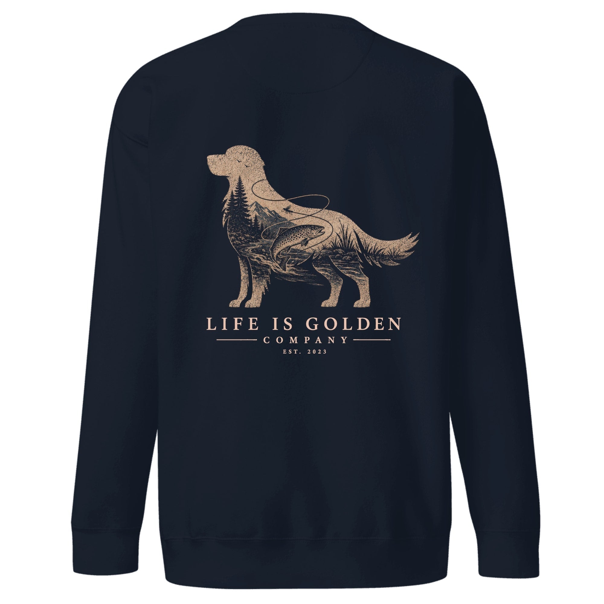 The Riverbend Golden Crewneck — Navy Blazer