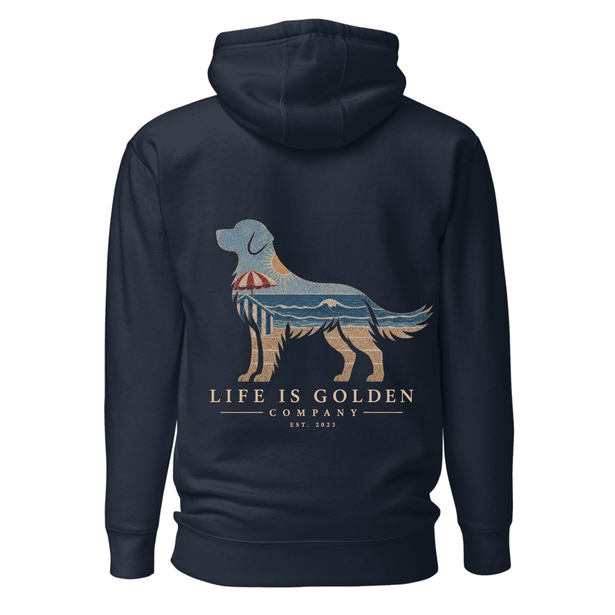 The Beach Day Golden Hoodie — Navy Blazer