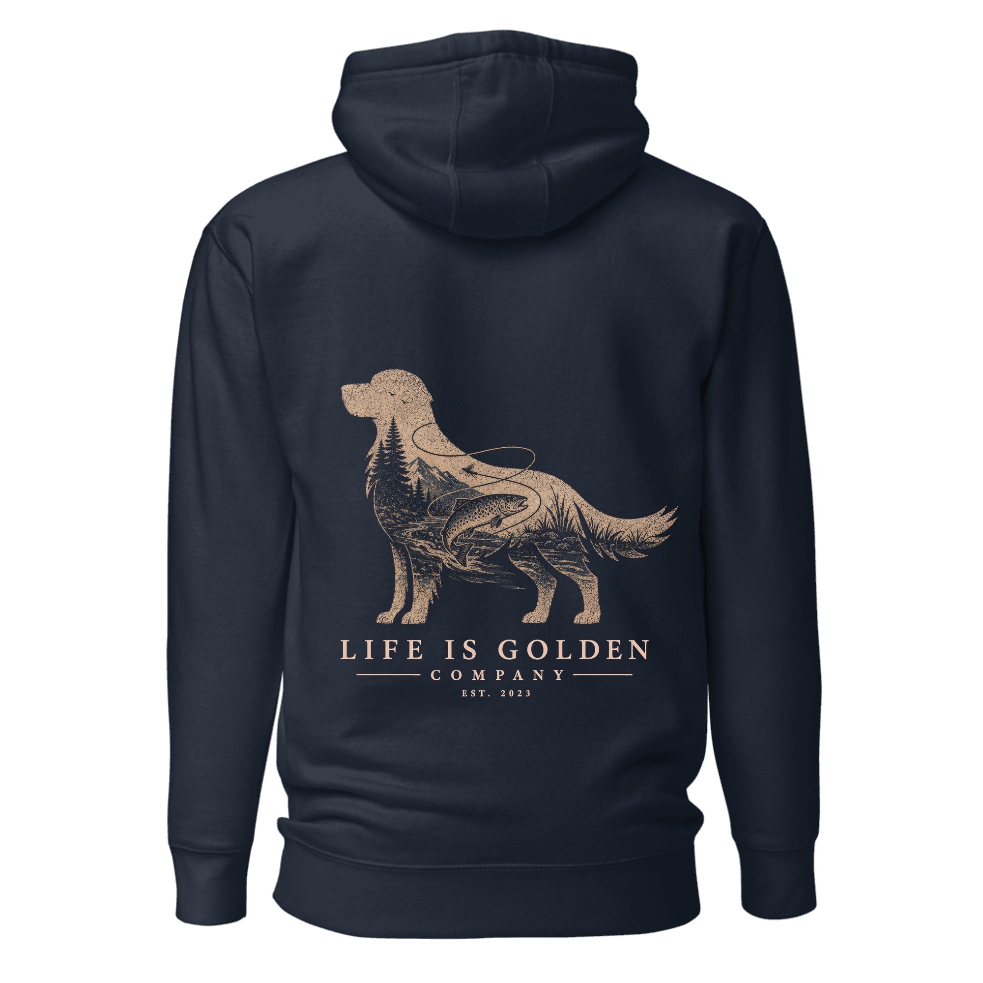 The Riverbend Golden Hoodie — Navy Blazer