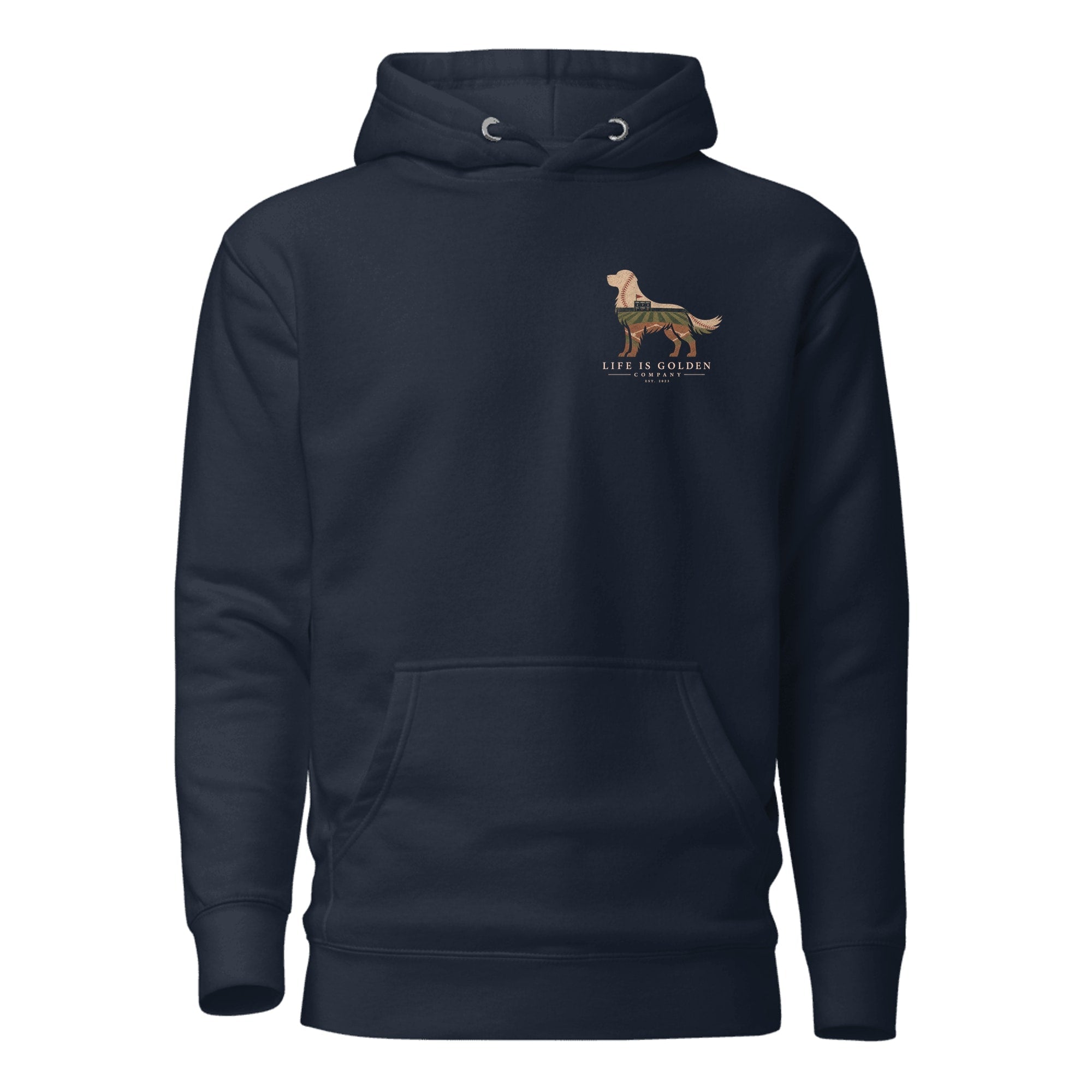 The Home Team Golden Hoodie — Navy Blazer (front)