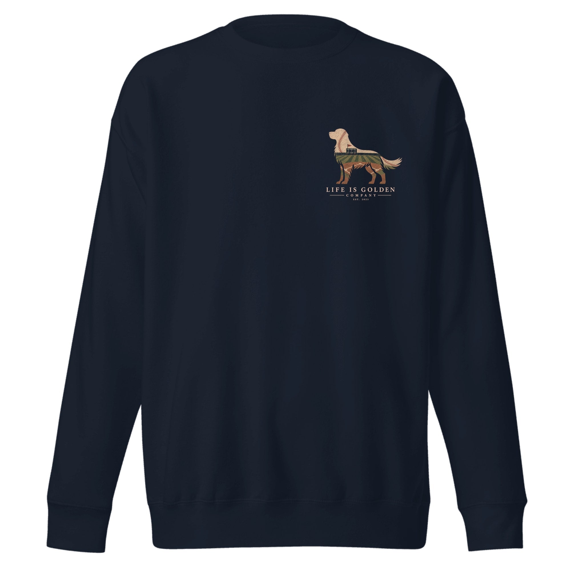 The Home Team Golden Crewneck — Navy Blazer (front)