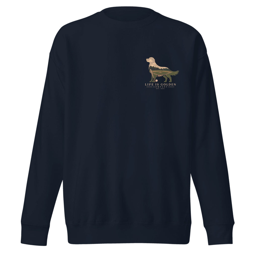 The Home Team Golden Crewneck — Navy Blazer (front)