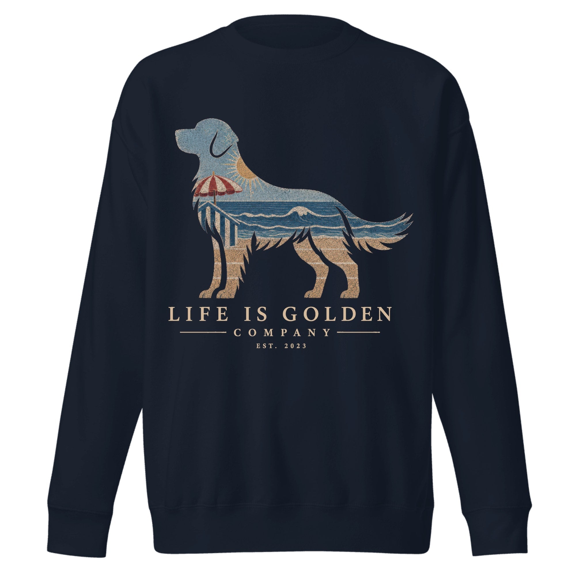The Beach Day Golden Crewneck — Navy Blazer