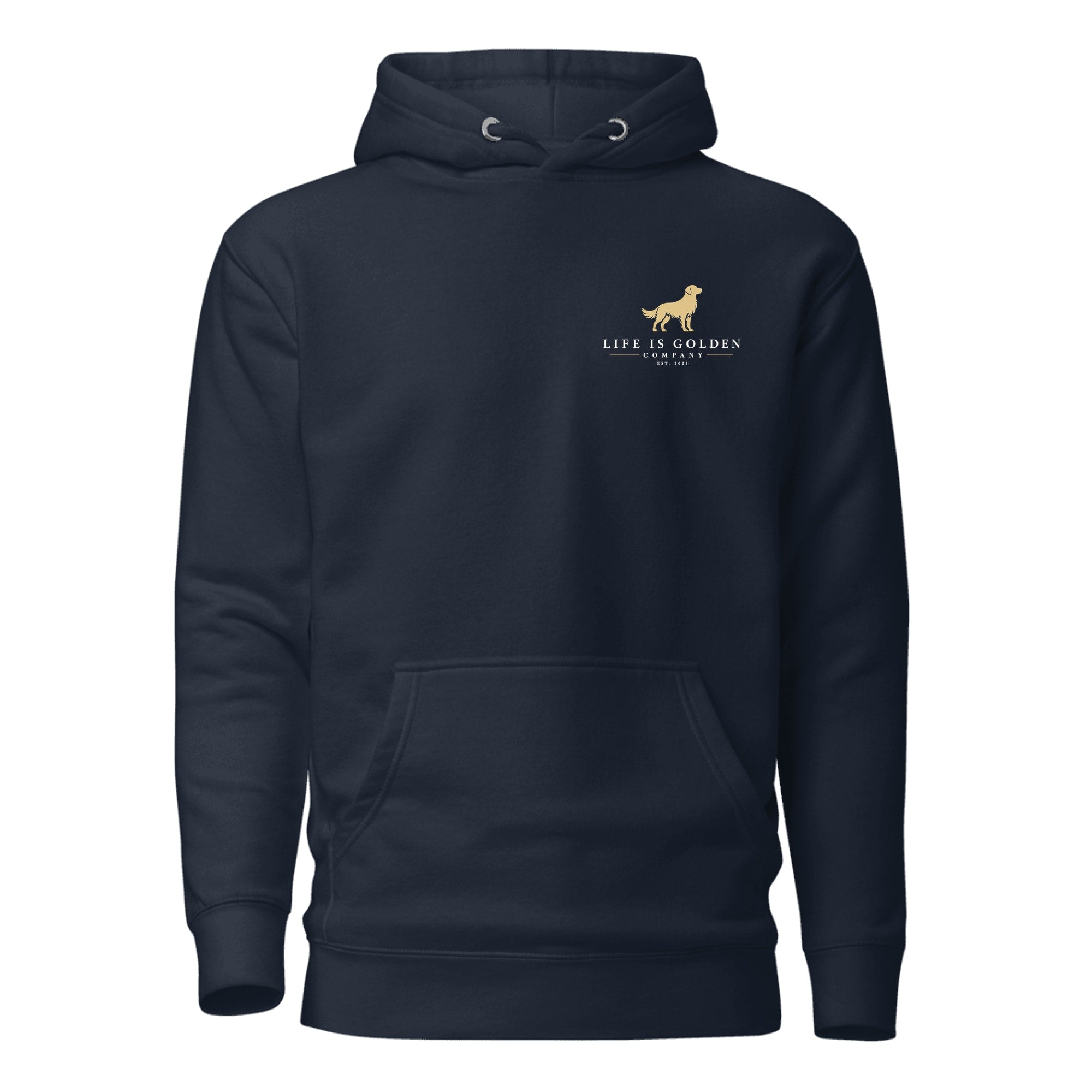 The Watering Hole Hoodie — Navy Blazer (front)