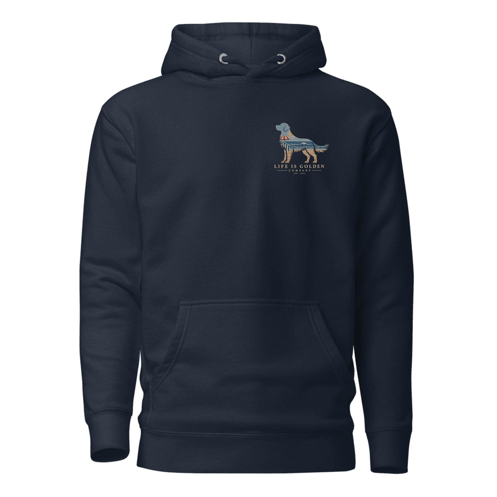 The Beach Day Golden Hoodie — Navy Blazer (front)