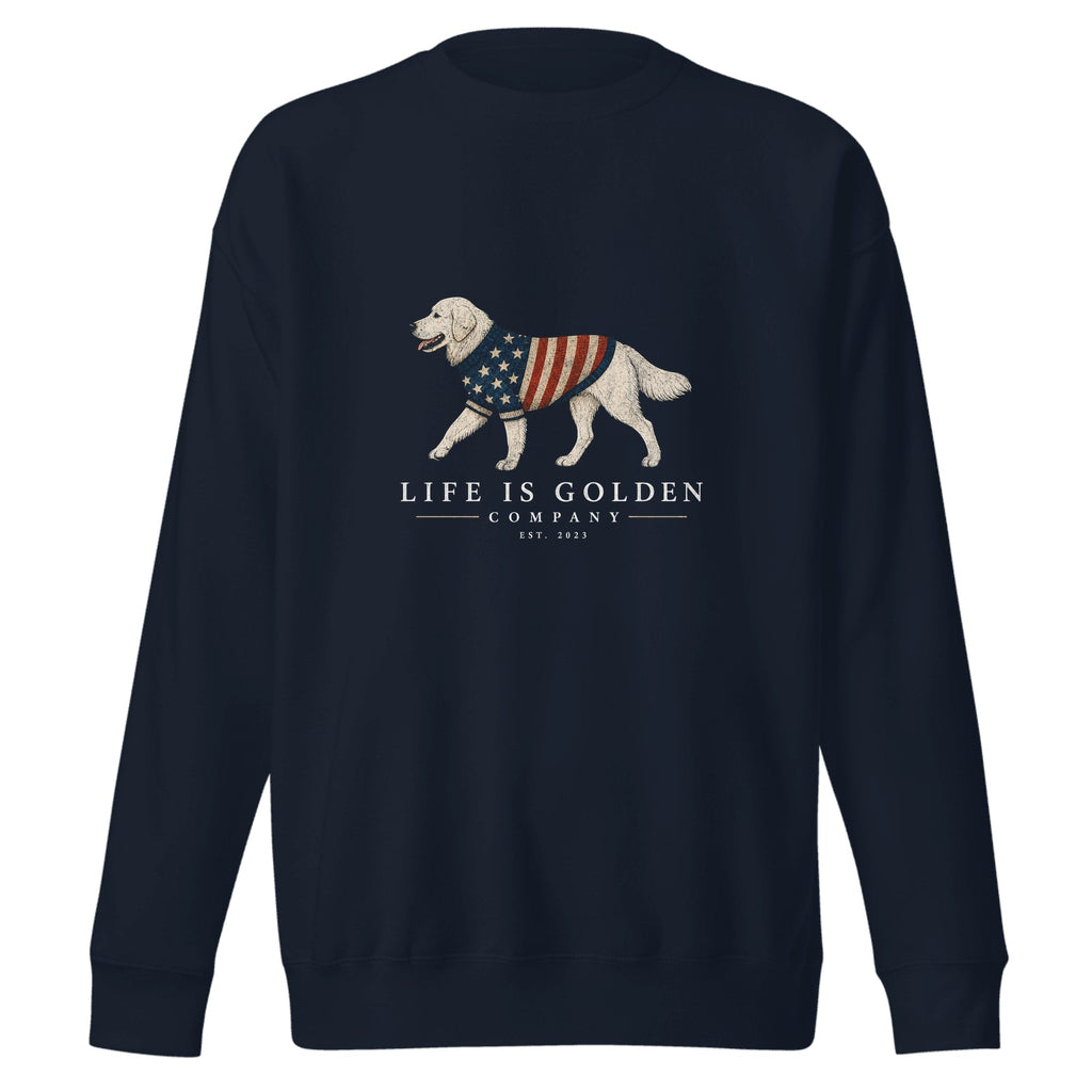 The Old Glory Crewneck — Cream — Navy Blazer