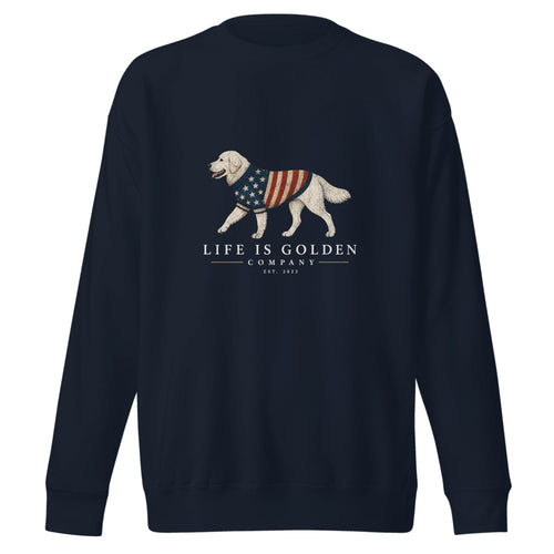 The Old Glory Crewneck — Cream — Navy Blazer