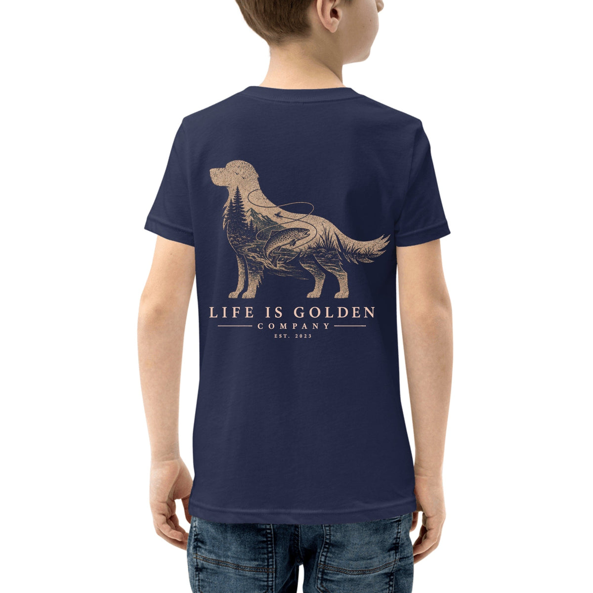 The Riverbend Golden Youth Tee — Navy