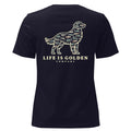 Fish Pattern Golden Women's Relaxed Tee — Navy