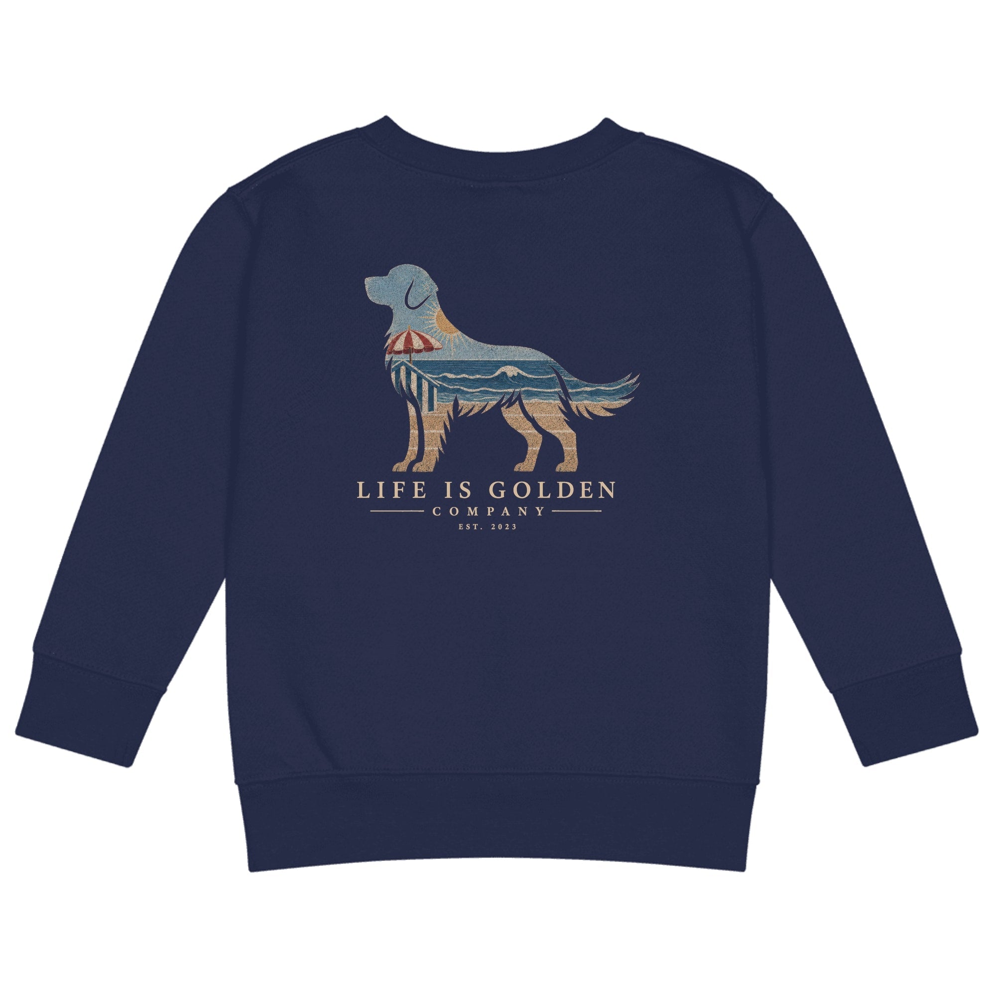 The Beach Day Golden Little Kids Crew — Navy
