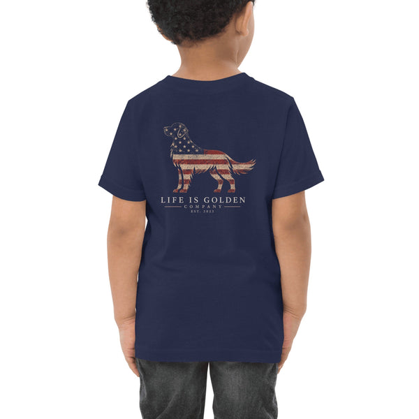 Stars & Stripes Golden Retriever Toddler Tee