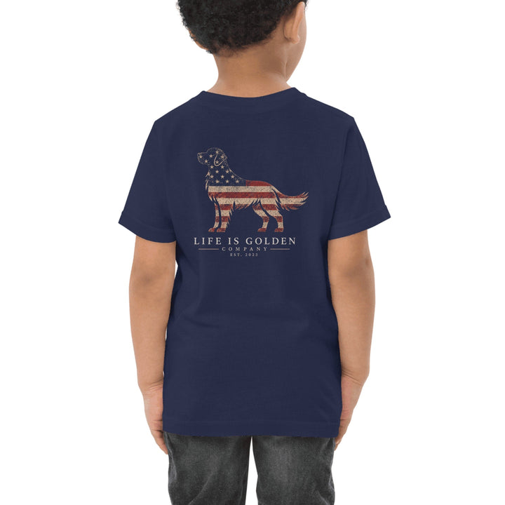 Stars & Stripes Golden Retriever Toddler Tee