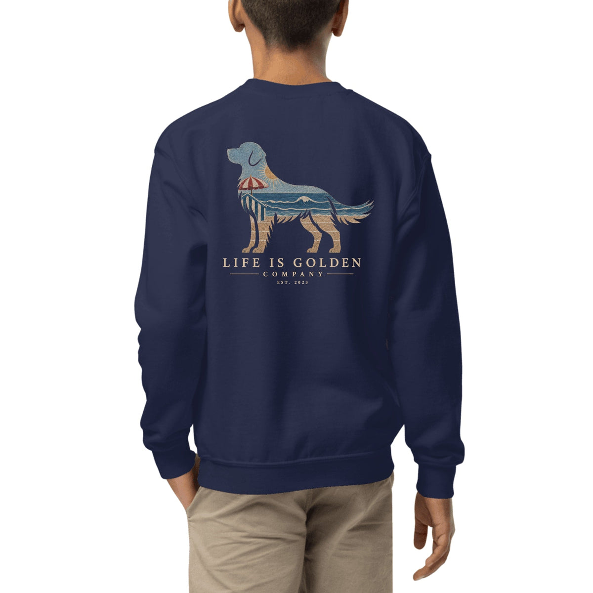 The Beach Day Golden Youth Crewneck — Navy