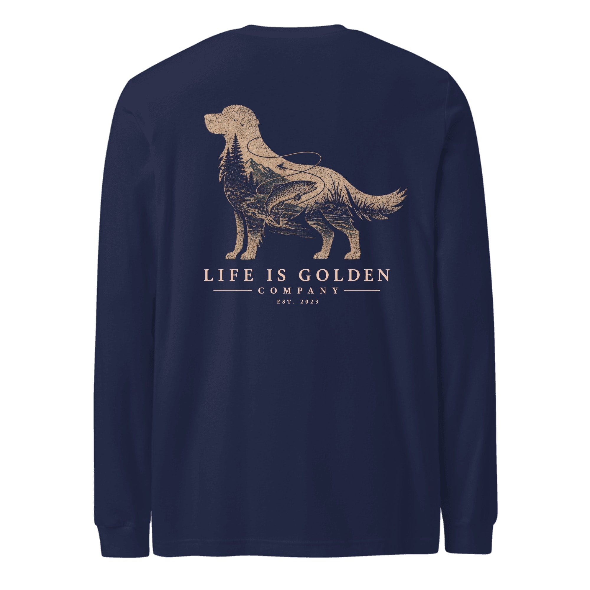 The Riverbend Golden Long Sleeve — Navy