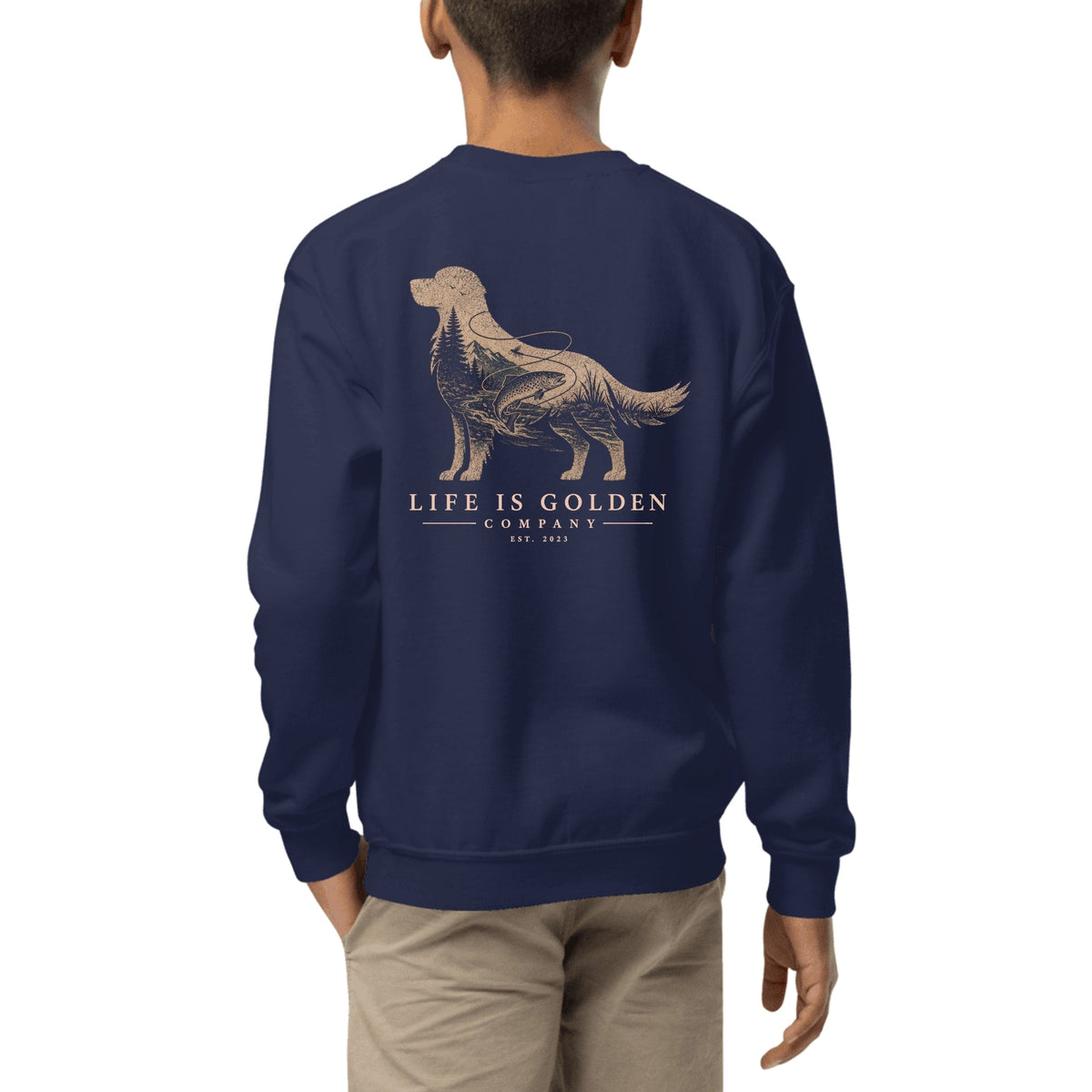 The Riverbend Golden Youth Crewneck — Navy