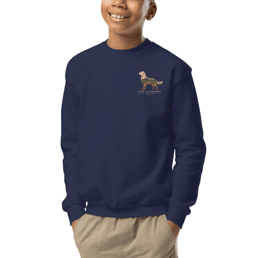 The Home Team Golden Youth Crewneck — Navy (front)