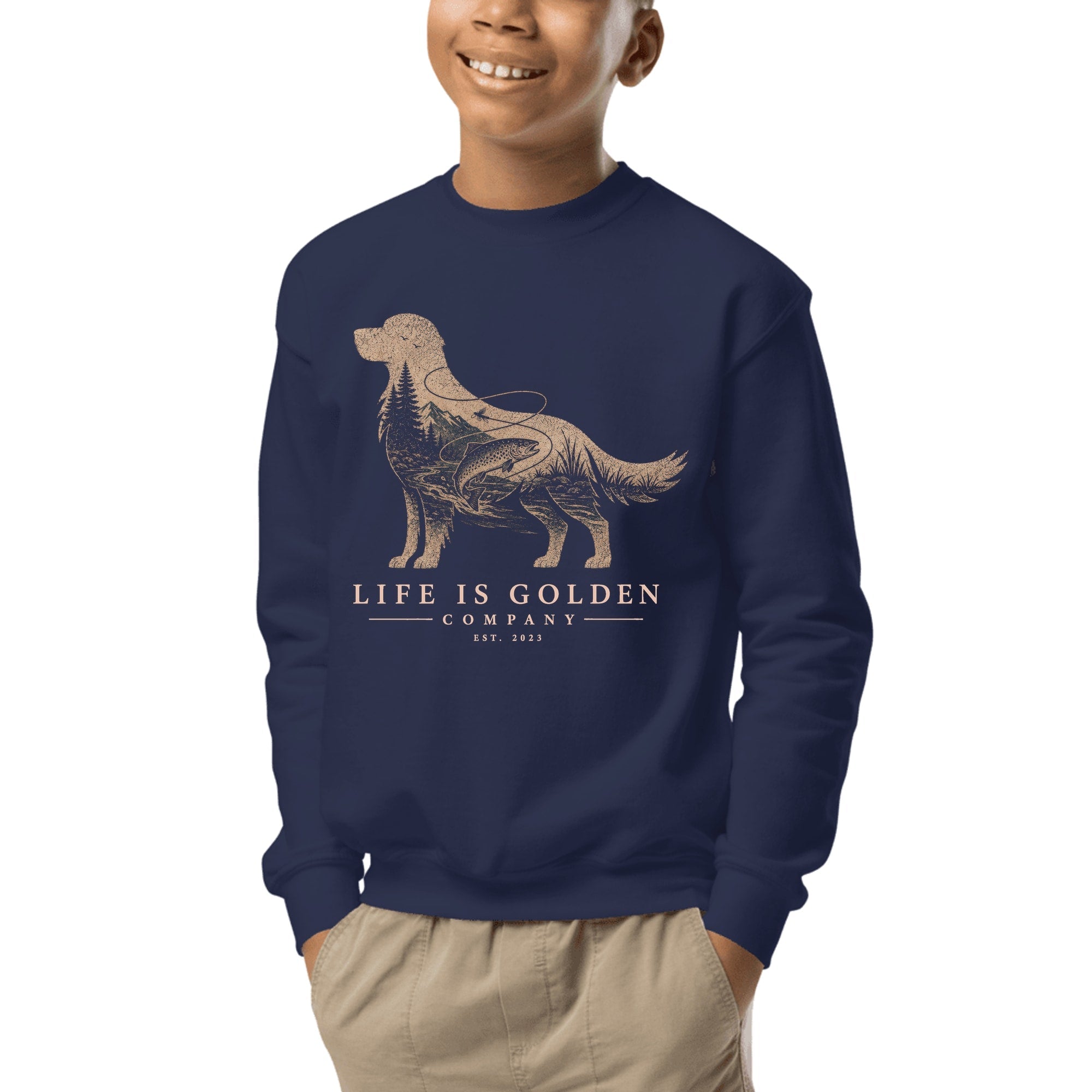 The Riverbend Golden Youth Crewneck — Navy