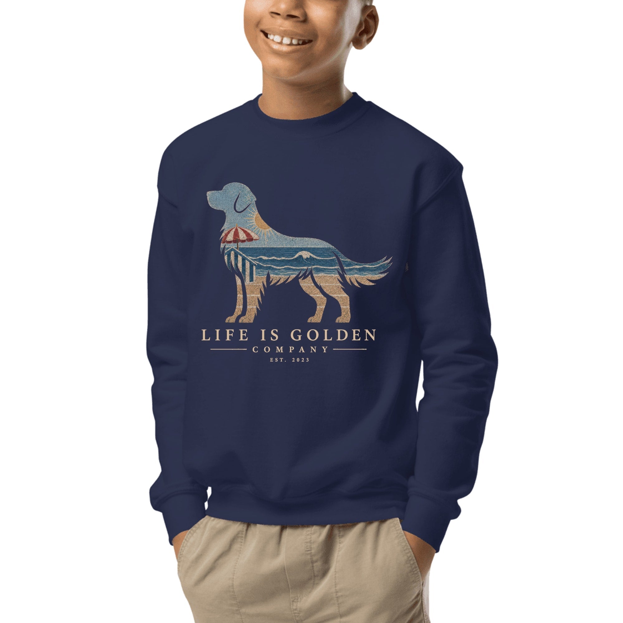 The Beach Day Golden Youth Crewneck — Navy