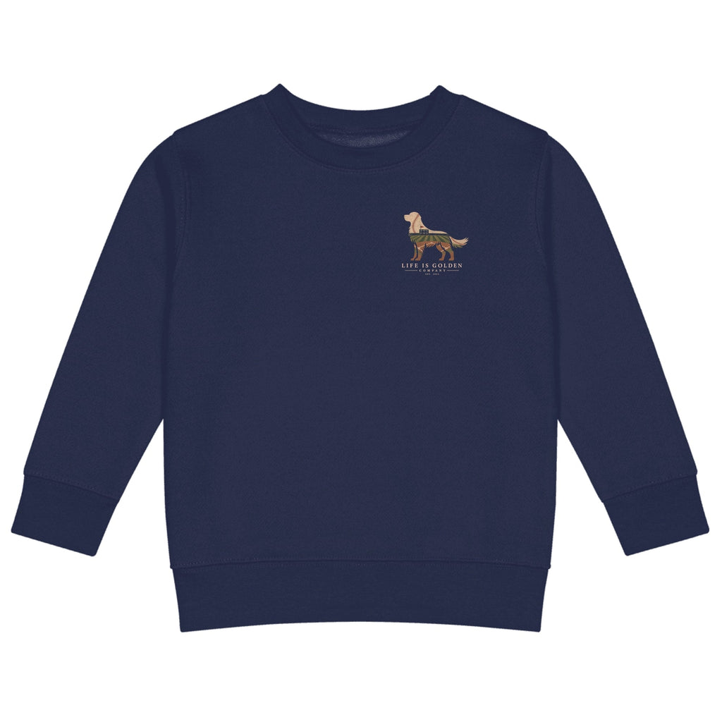The Home Team Golden Little Kids Crew — Navy (front)