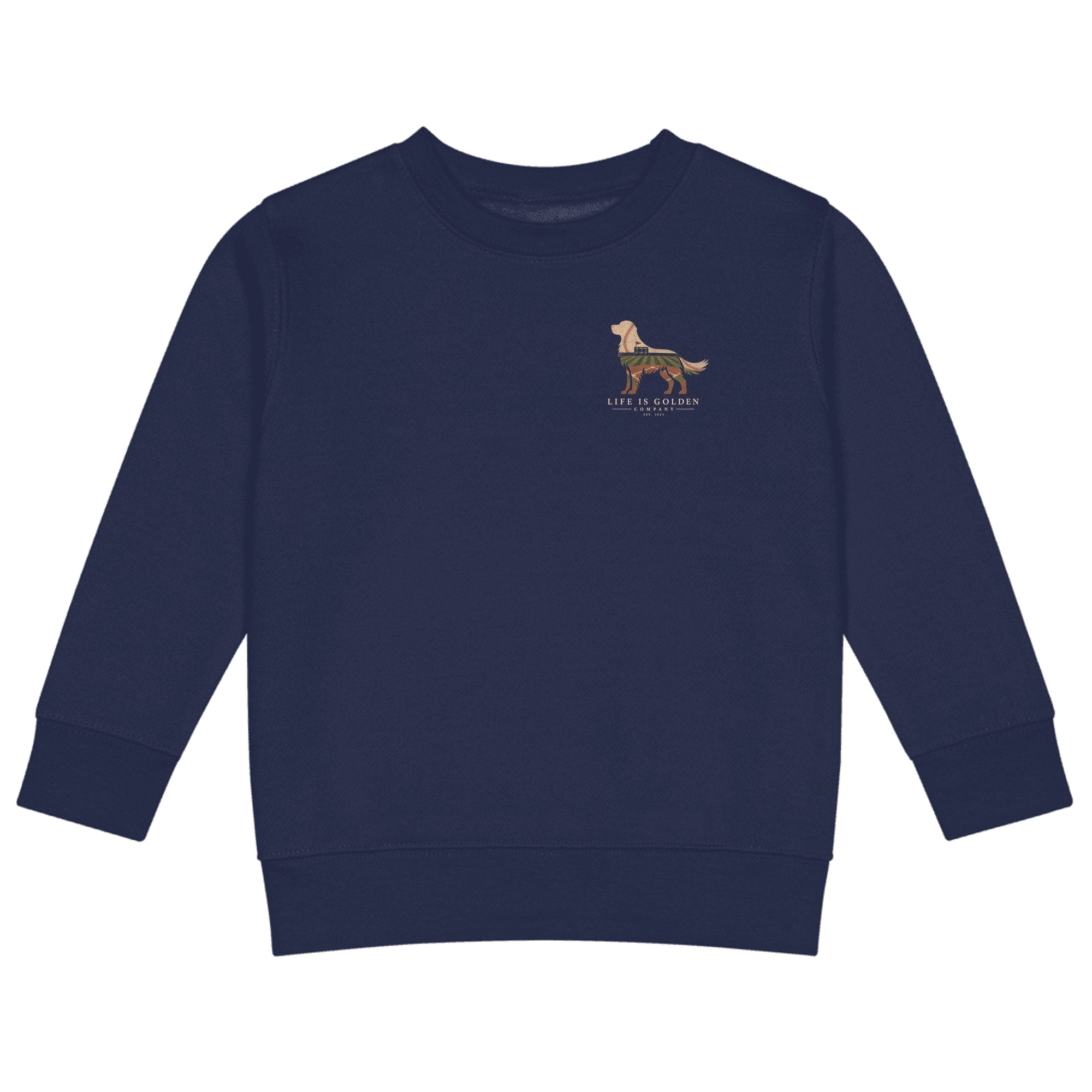 The Home Team Golden Little Kids Crew — Navy (front)