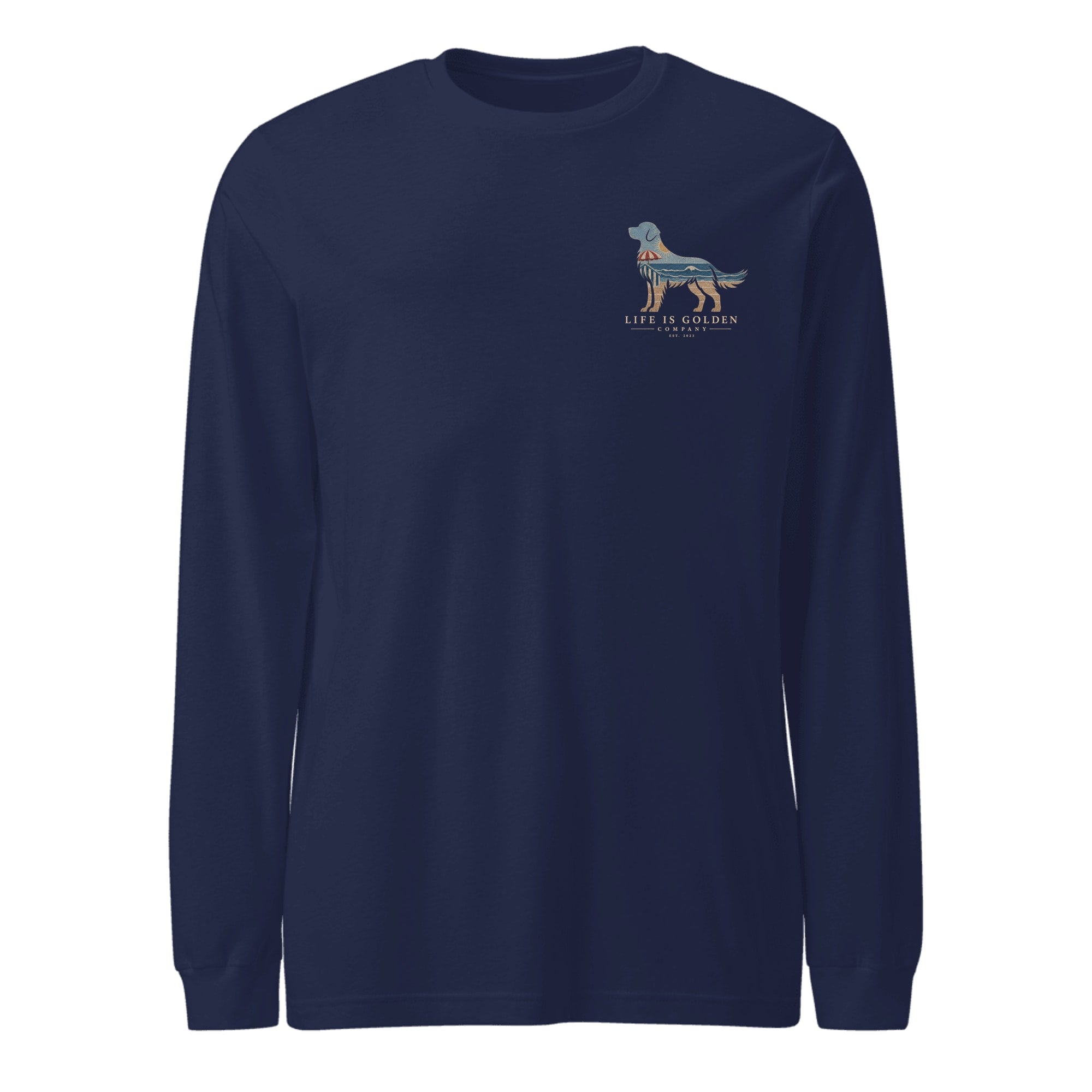 The Beach Day Golden Long Sleeve — Navy (front)