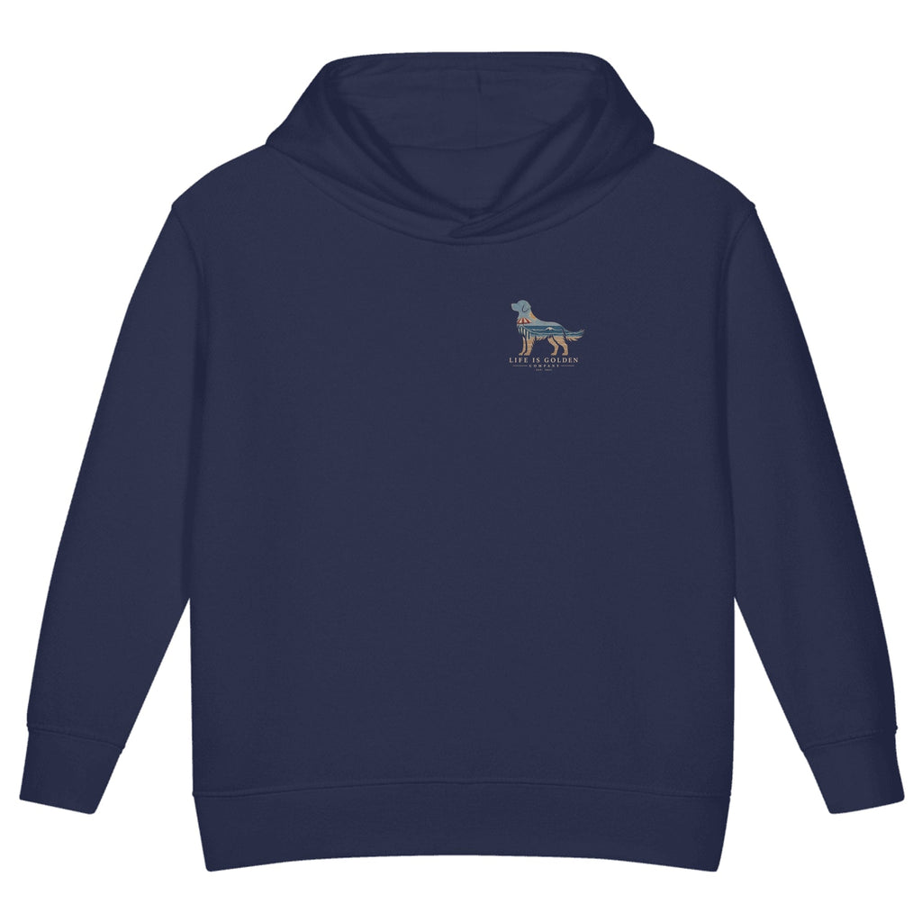 The Beach Day Golden II Toddler Hoodie — Navy (front)