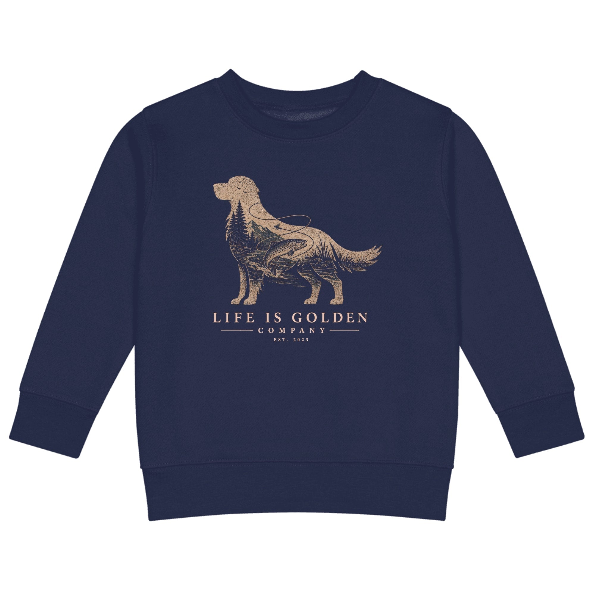 The Riverbend Golden Kids Crewneck — Navy