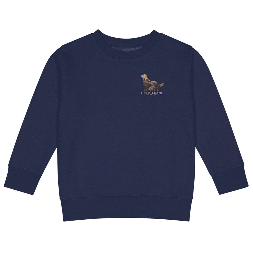 The Homestead Golden Little Kids Crew — Navy (front)