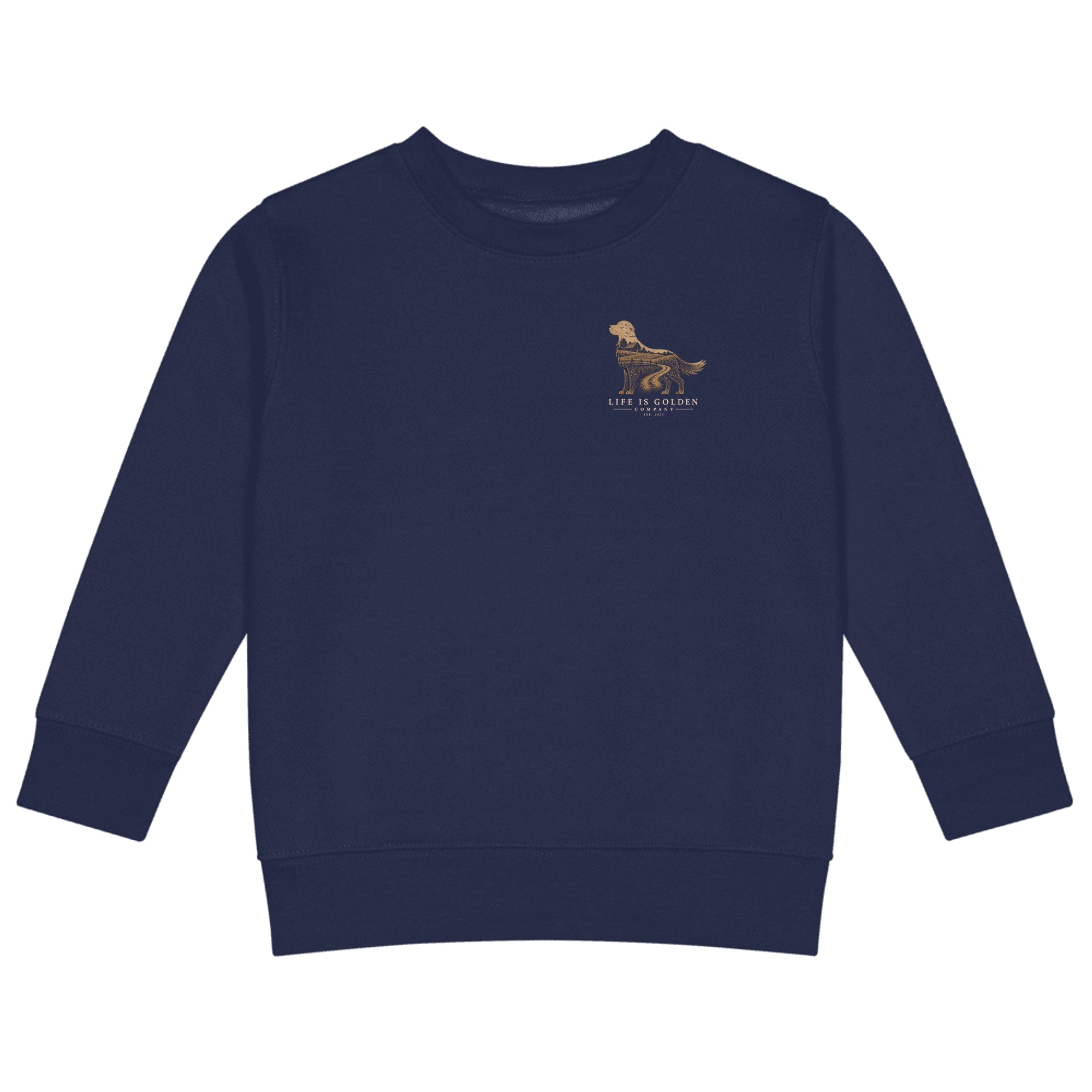 The Homestead Golden Little Kids Crew — Navy (front)
