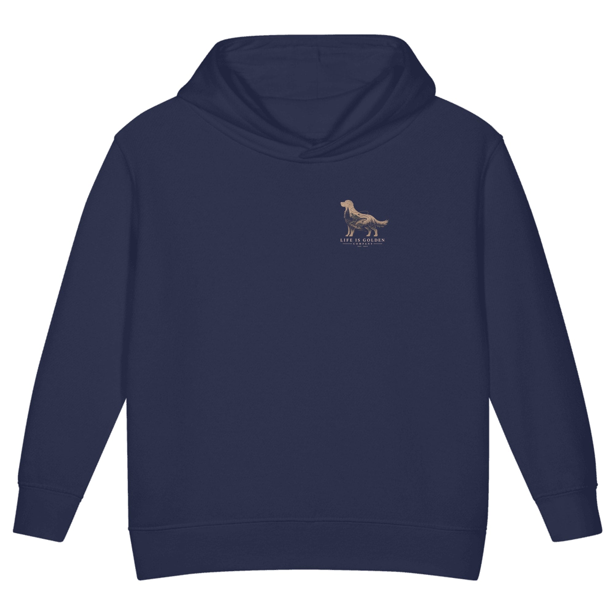 The Riverbend Golden II Toddler Hoodie — Navy (front)