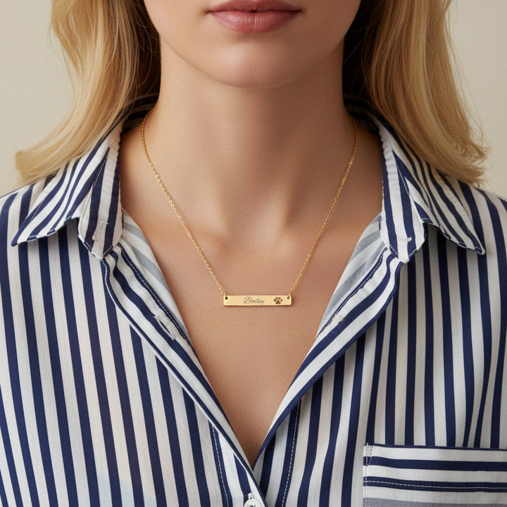 The Life Is Golden Bar Necklace - Free Personalized Engraving