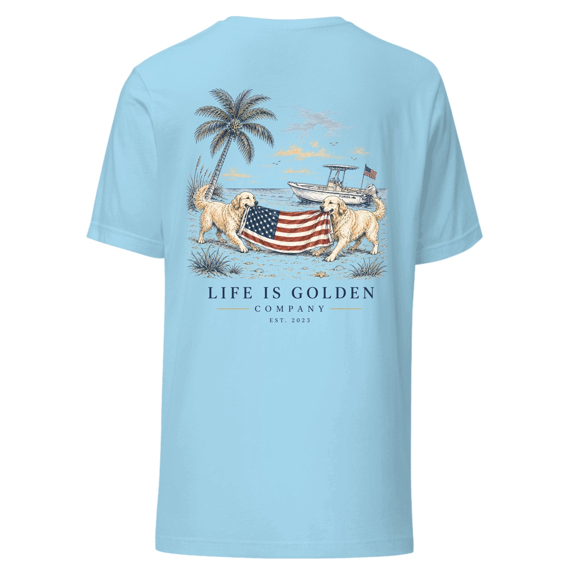 Red, White & English Cream Tee — Ocean Blue