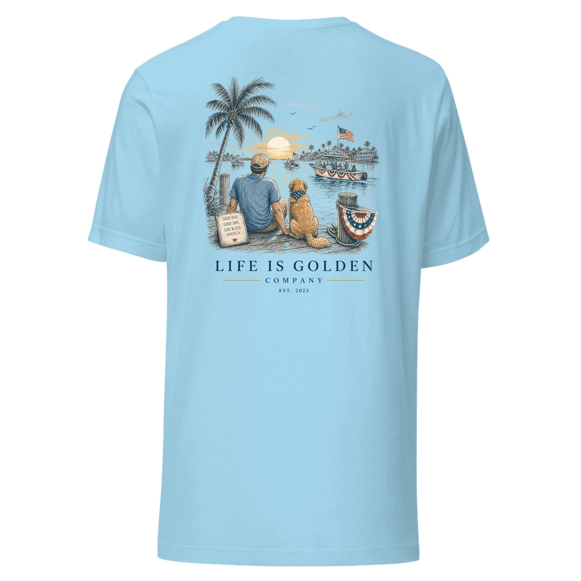 The Dock Parade Tee — Ocean Blue