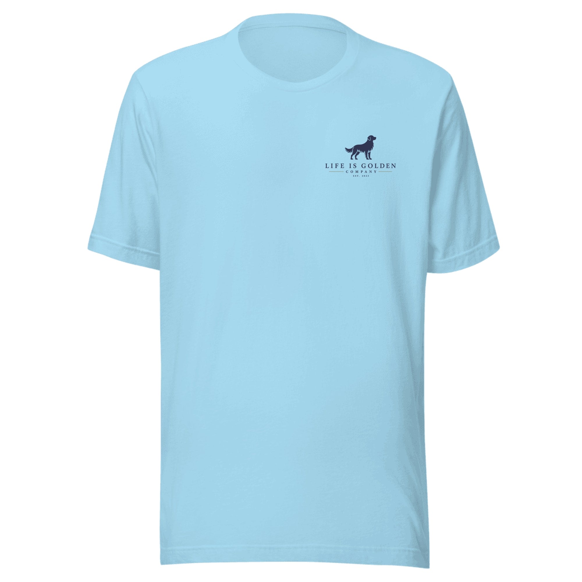 Red, White & English Cream Tee — Ocean Blue (front)