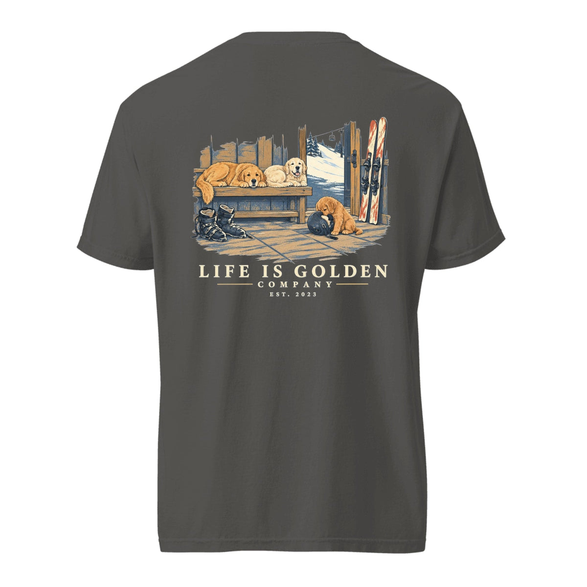 Last Run, Boots Off Heavyweight Tee — Pepper