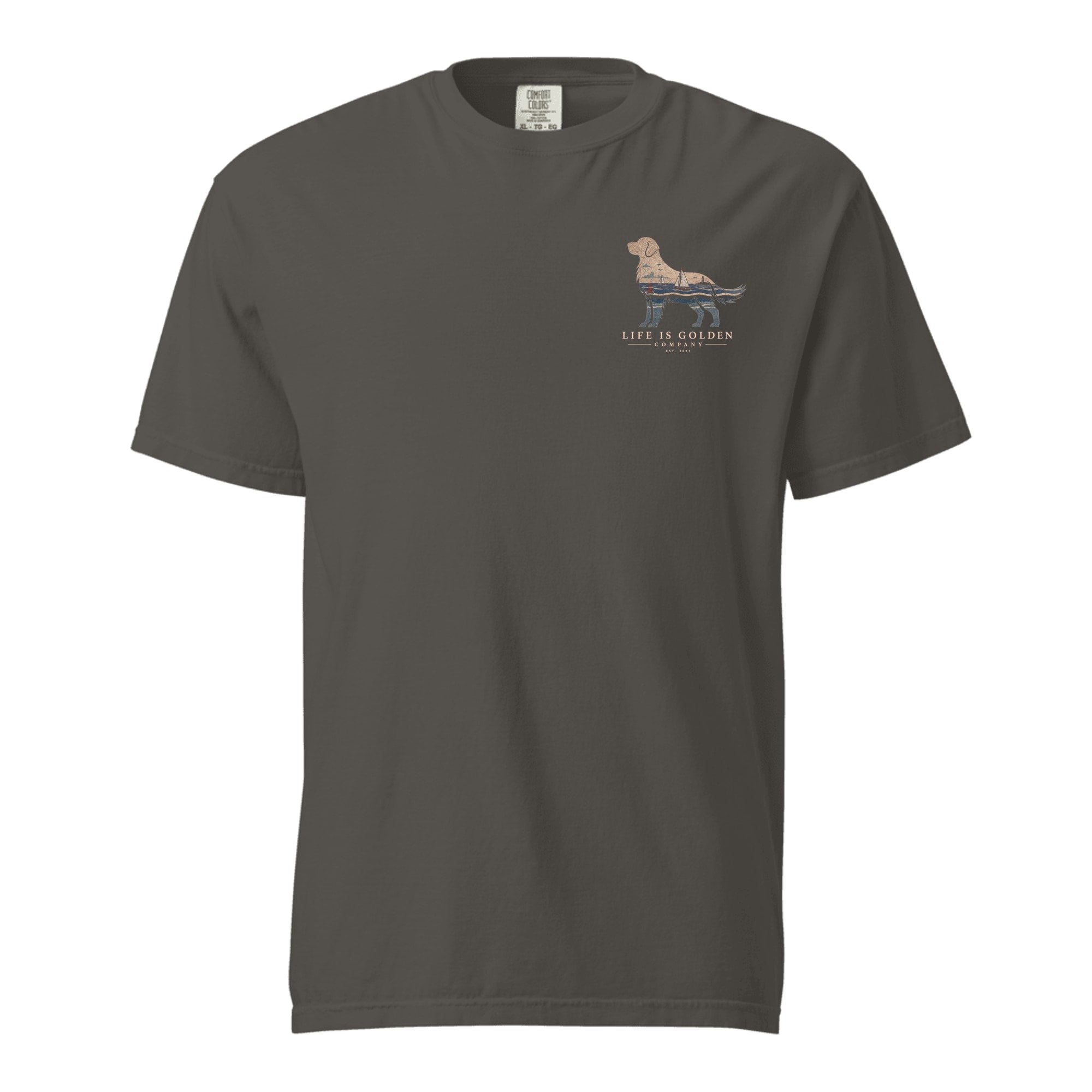 The Harborside Golden Tee — Heavyweight Tee — Pepper (front)