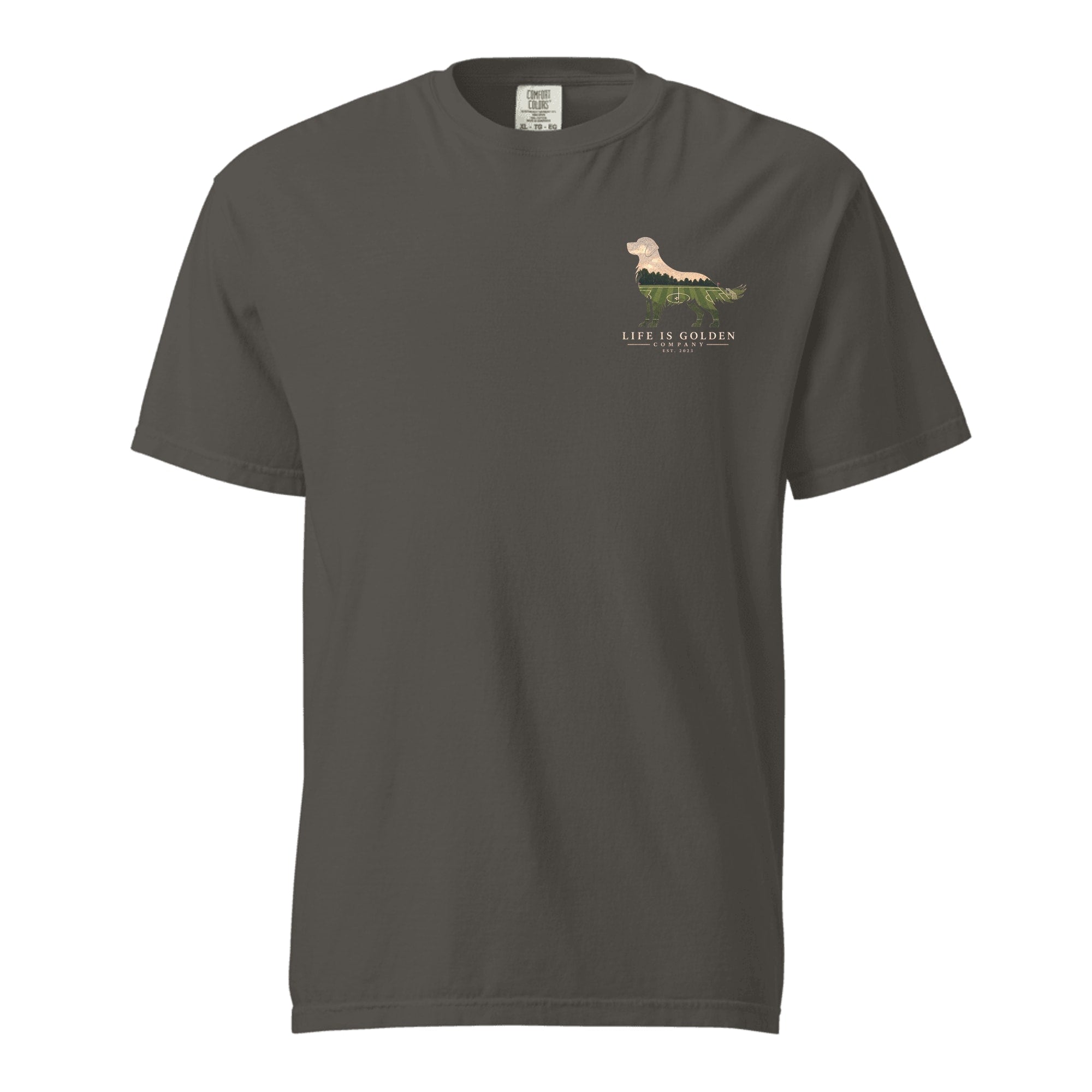 The Match Day Golden Tee — Heavyweight Tee — Pepper (front)